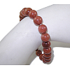 Synthetic Goldstone Beaded Stretch Bracelets B072-8-1