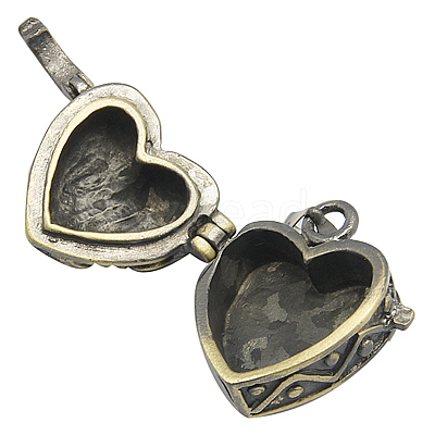Heart Brass Enamel Prayer Box Pendants KK-24X21-AB-1