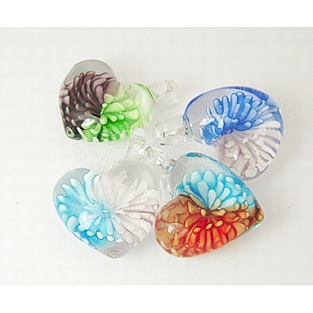 Handmade Inner Flower Lampwork Pendants LAMP-D467-M-1