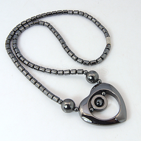 Magnetic Synthetic Hematite Necklaces NJEW-C021-1-1