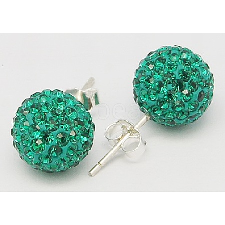 Sexy Valentines Day Gifts for Her 925 Sterling Silver Austrian Crystal Rhinestone Ball Stud Earrings Q286J041-1