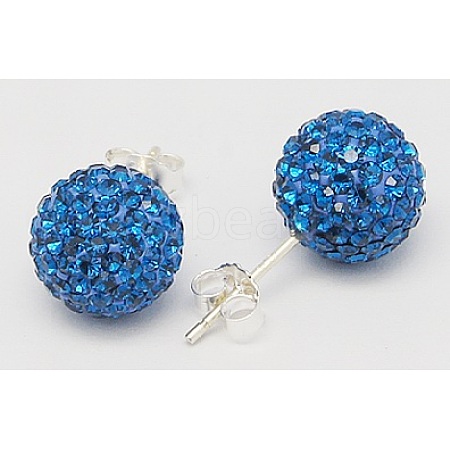 Sexy Valentines Day Gifts for Her 925 Sterling Silver Austrian Crystal Rhinestone Ball Stud Earrings Q286J131-1