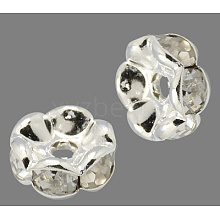 Brass Rhinestone Spacer Beads RB-A014-L12mm-01S