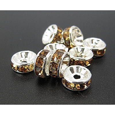 Brass Grade A Rhinestone Spacer Beads RB-A004-10-1
