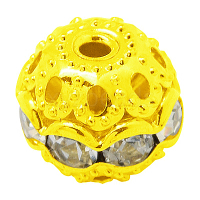 Brass Rhinestone Beads RB-A011-10mm-01G-1