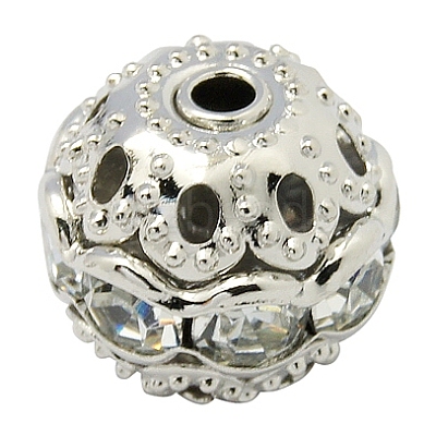 Brass Rhinestone Beads RB-A011-10mm-01P-1