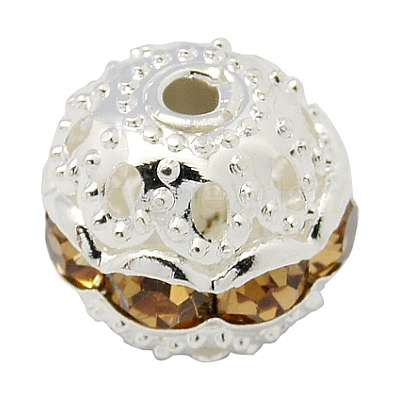 Brass Rhinestone Beads RB-A011-10mm-14S-1