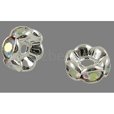 Brass Rhinestone Spacer Beads RB-A014-L12mm-28S-1