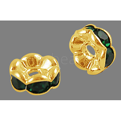 Brass Rhinestone Spacer Beads RB-A014-L6mm-08G-1
