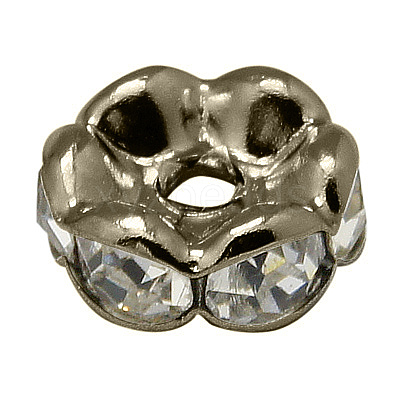 Brass Rhinestone Spacer Beads RB-A014-L7mm-01B-1