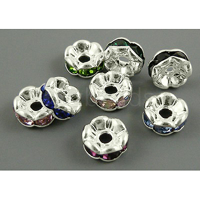 Brass Rhinestone Spacer Beads RB-A014-L8mm-S-1