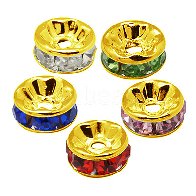 Brass Rhinestone Spacer Beads RB-A014-Z7mm-G-1