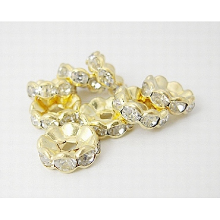 Brass Rhinestone Spacer Beads RB-A006-10MM-G-1