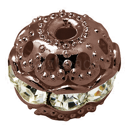 Brass Rhinestone Beads RB-A011-10mm-01R-NF-1