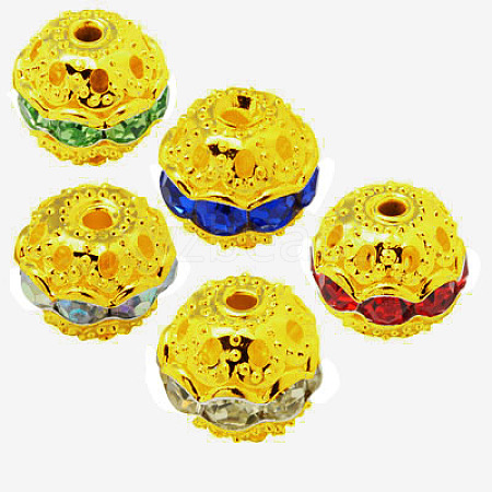 Brass Rhinestone Beads RB-A011-10mm-G-1