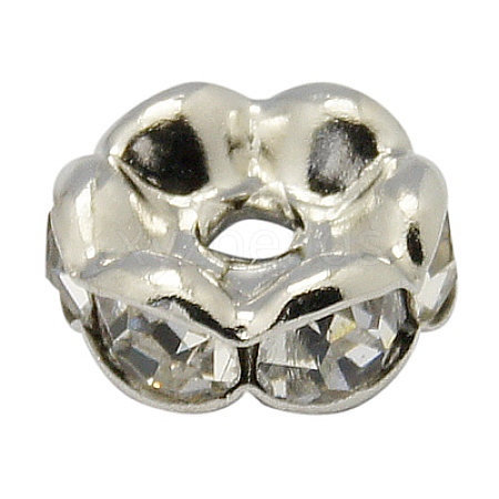 Brass Rhinestone Spacer Beads RB-A014-L10mm-01P-1