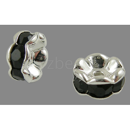 Brass Rhinestone Spacer Beads RB-A014-L6mm-02S-NF-1