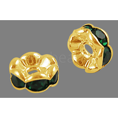 Brass Rhinestone Spacer Beads RB-A014-L6mm-08G-NF-1