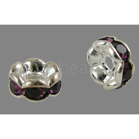 Brass Rhinestone Spacer Beads RB-A014-L8mm-11S-NF-1