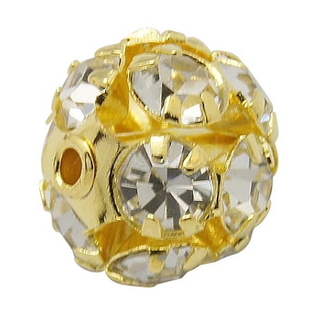 Brass Rhinestone Beads RB-A019-10mm-01G-1