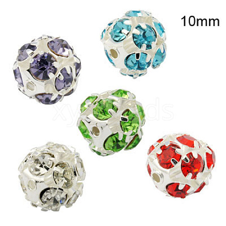 Brass Rhinestone Beads RB-A019-10mm-S-1