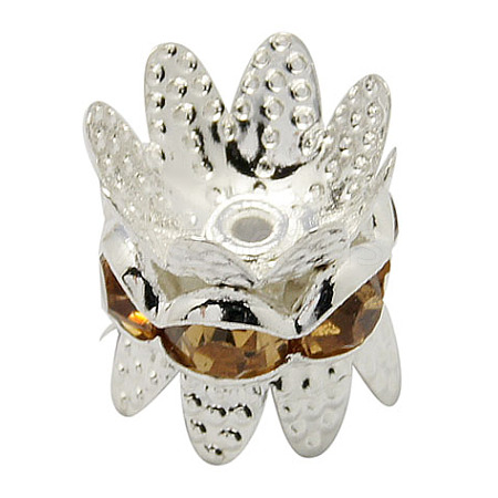 Brass Rhinestone Bead Caps RB-H042-16-1