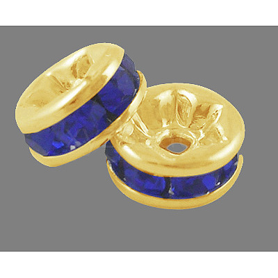 Brass Grade A Rhinestone Spacer Beads RSB038NF-15G-1