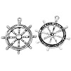 Tibetan Style Rudder Helm Alloy Pendants TIBEB-A101628-AS-FF-1