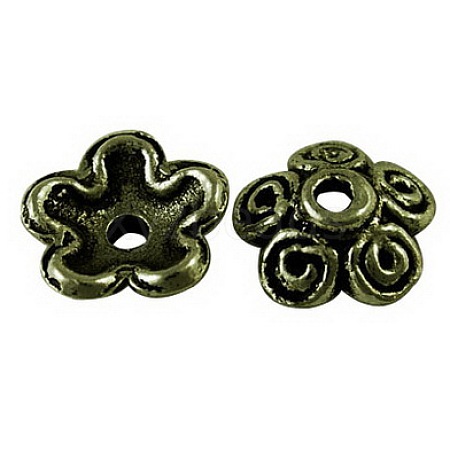 Tibetan Style Alloy Bead Caps TIBEB-LF0202YKG-AB-LF-1