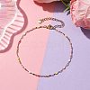 304 Stainless Steel Enamel Link Chains Anklets AJEW-AN00588-02-2