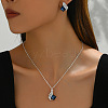 Rhombus Alloy Glass Pendant Necklaces & Stud Earrings Sets for Women FS-WG6EC9E-01-3