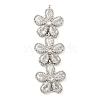 Brass Pave Clear Cubic Zirconia Three Flower Links Connector Charms KK-P277-51P-1