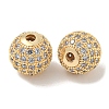 Brass Micro Pave Clear Cubic Zirconia Beads ZIRC-R113-01D-G-2