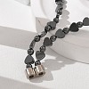 Round Heart Synthetic Non-Magnetic Hematite Beaded Necklaces NJEW-R020-02-3