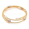 Four-Loops Brass & Natural Freshwater Pearl Beaded Wrap Bracelets for Women BJEW-F470-02G-1