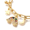 Star & Moon & Rainbow Brass Micro Pave Cubic Zirconia Cable Chain Bracelets For Women Girl BJEW-L696-020G-2