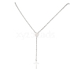 201 Stainless Steel Virgin Cross Pendant 304 Stainless Steel Singapore Chain Rosary Bead Necklaces for Women Men NJEW-JN05436-2