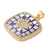 Oval with Star Brass Micro Pave Cubic Zirconia Pendants KK-K385-57G-3