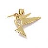 Bird Brass Micro Pave Clear Cubic Zirconia Pendants KK-G419-28G-3