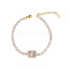 Elegant European Stainless Steel Pave Clear Cubic Zirconia Link Bracelets for Women PD8073-6-1