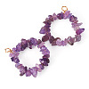 2Pcs Natural Amethyst Chip Beaded Pendants PALLOY-TAC0232-06-2