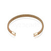 Alloy Mesh Chain Open Cuff Bangle for Women BJEW-S118-141G-2