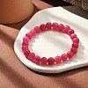 Natural Dyed Agate Imitation Rhodochrosite Beaded Stretch Bracelets for Women Men BJEW-F483-05-2