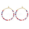 Independence Day American Flag Color Beads Hoop Earrings for Women LF6736-1