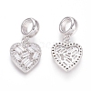 Brass Micro Pave Clear Cubic Zirconia European Dangle Charms OPDL-L016-04P-2