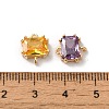 Brass Pave Glass Connector Charms KK-C062-030G-3