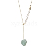 Natural Mixed Gemstone Nugget Pendant Lariat Necklace with Pearl Beaded NJEW-JN04508-4