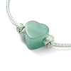 Natural Green Aventurine Heart Braided Cord Bracelet BJEW-JB07685-03-4