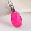 Faceted Teardrop Brass Glass Pendants PALLOY-JF00143-3