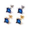6 Pairs Tiny Cubic Zirconia Square Stud Earrings EJEW-G291-01B-M-2